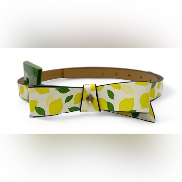 HP🎉 NWT Kate Spade Genuine Leather Lemon with Bow Belt Large New with Tags - Picture 2 of 5